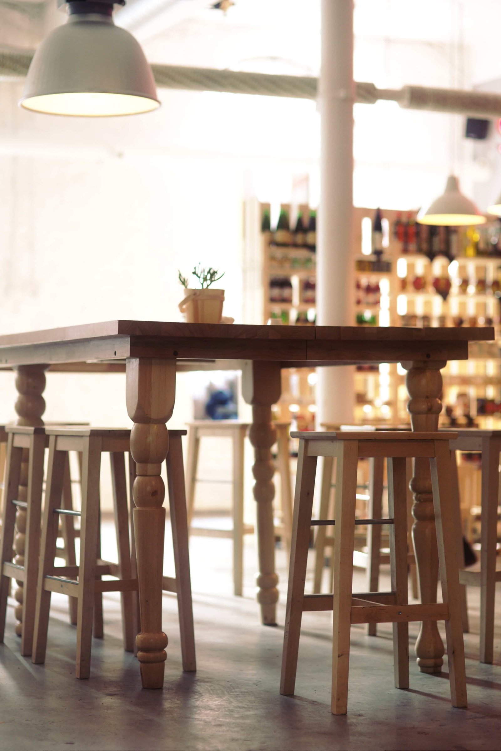 Image table wood chair stool interior restaurant